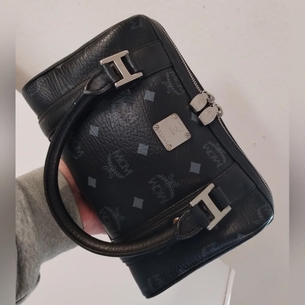 MCM Mini Boston Bag Black Visetos - Picture 3 of 12